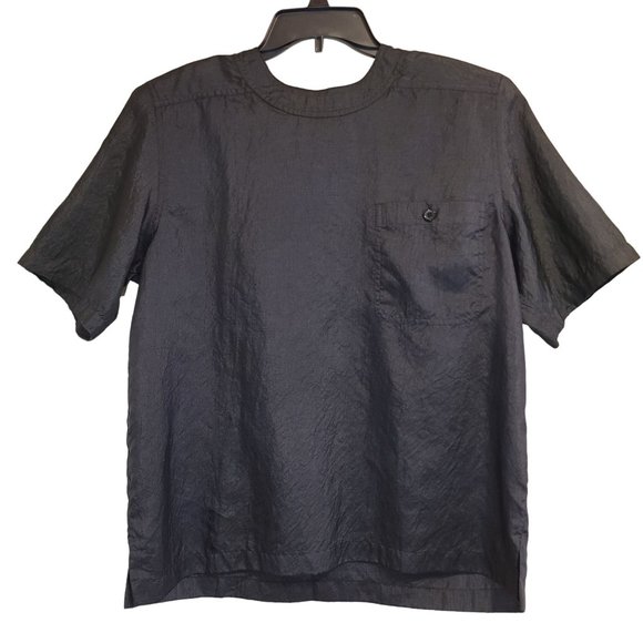 Joan Harper Women's VTG Short Sleeve Pullover Blouse Black Size 12 - Picture 1 of 7